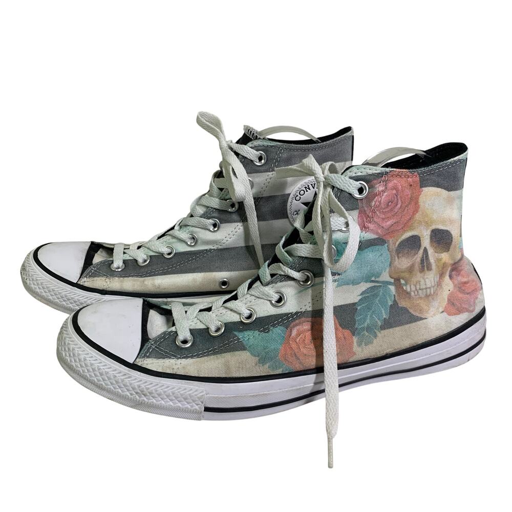 CONVERSE Chuck Taylor All Star High Top Gothic Floral Skull & Rose Faded Canvas